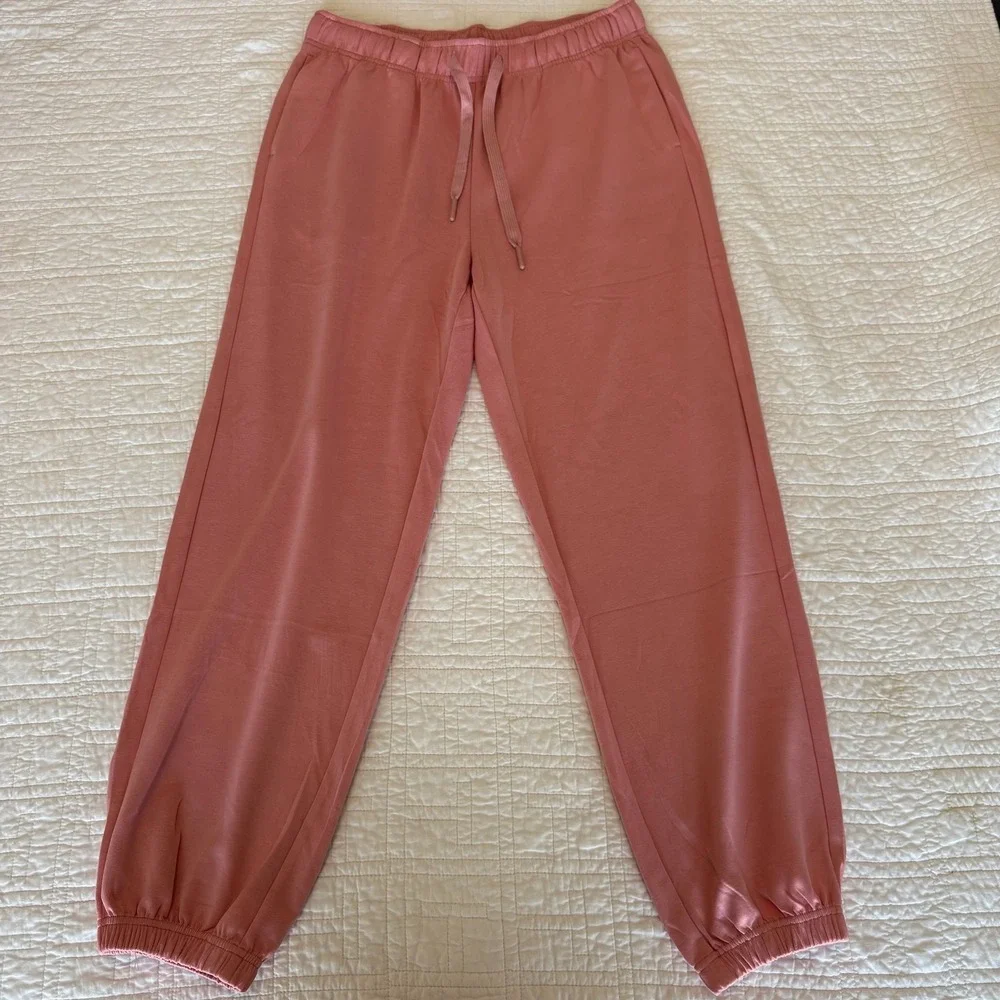 Womens Pink 2‎ Piece Sweatsuit Set Quarter Zip Joggers EcoCosy Large NWT Soft
